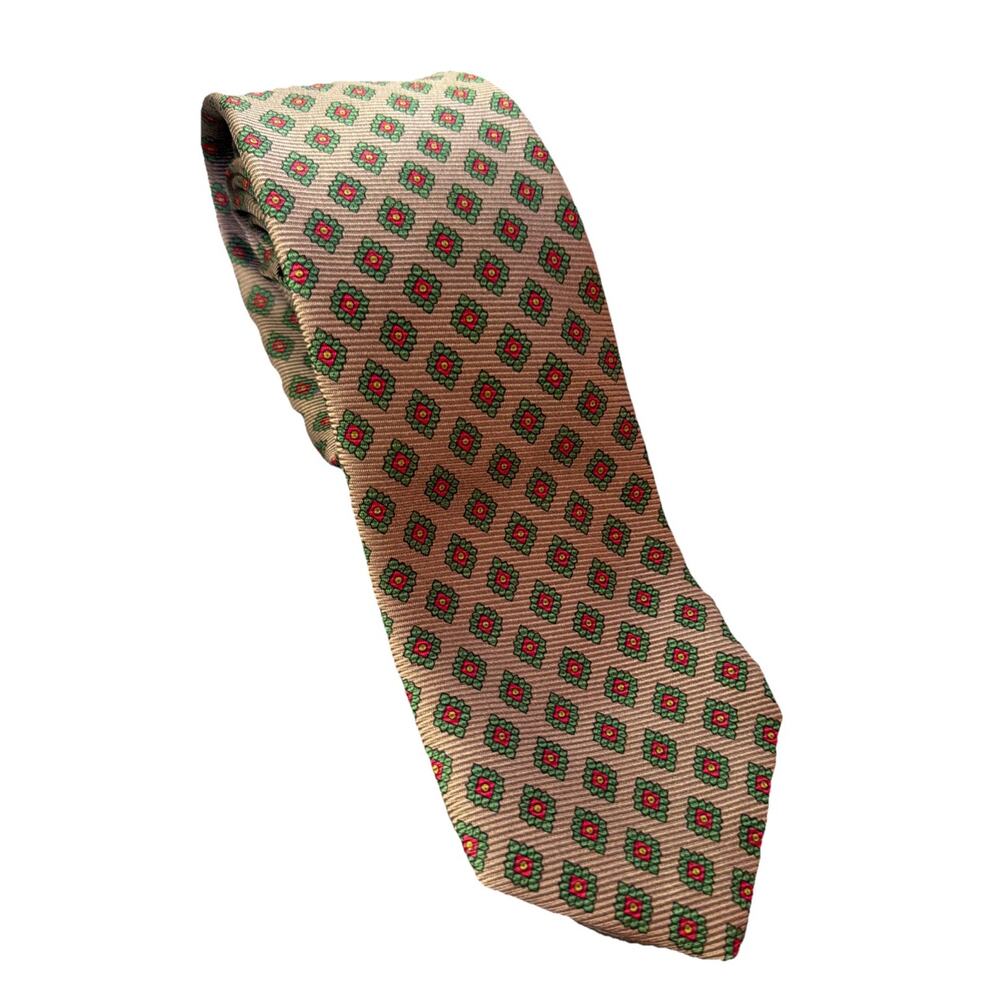 Vintage Polo Ralph Lauren Neiman Marcus Silk Tie Handmade USA Geometric Luxury